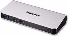 Docking Station Hamlet HUB 7 in 1 Dual Display Grigio e Nero HDOCKS500C