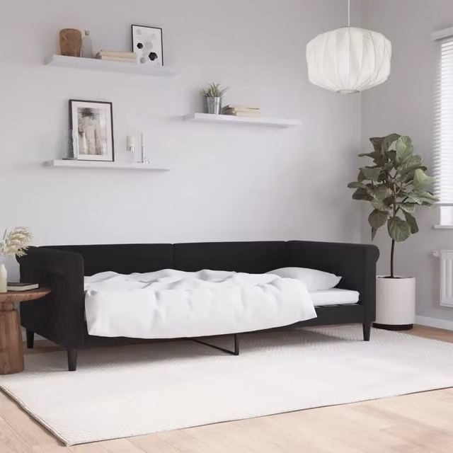 Letto moderno vidaXL con struttura imbottita in nero per camera da letto o soggiorno