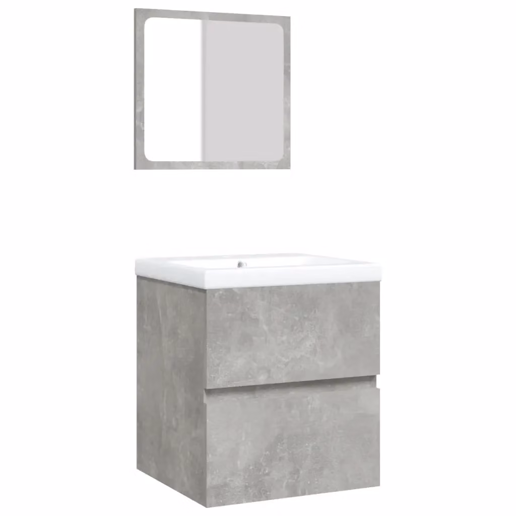 Mobile da bagno con lavabo e specchio vidaXL in bianco e grigio L/P/H: 45,0 x 41,0 x 38,5 cm – 2