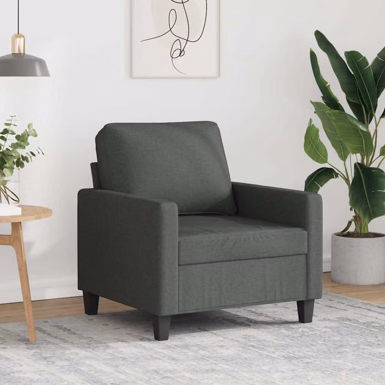 Poltrona moderna vidaXL in tessuto grigio con struttura in metallo e braccioli