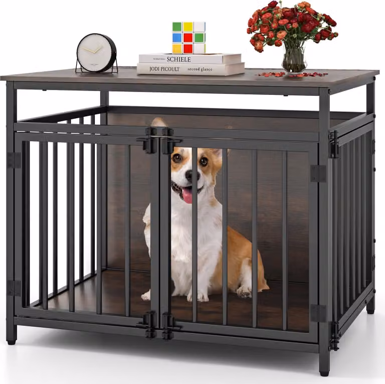 Mobile per trasportino per cani con 3 ante, in legno, 80x60x64 cm
