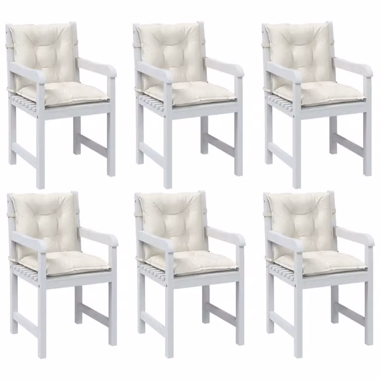 Set di 6 cuscini per sedia vidaXL in tessuto resistente ai raggi UV e antiscivolo, colore beige e bianco, L 100 cm x P 50 cm x H 7 cm