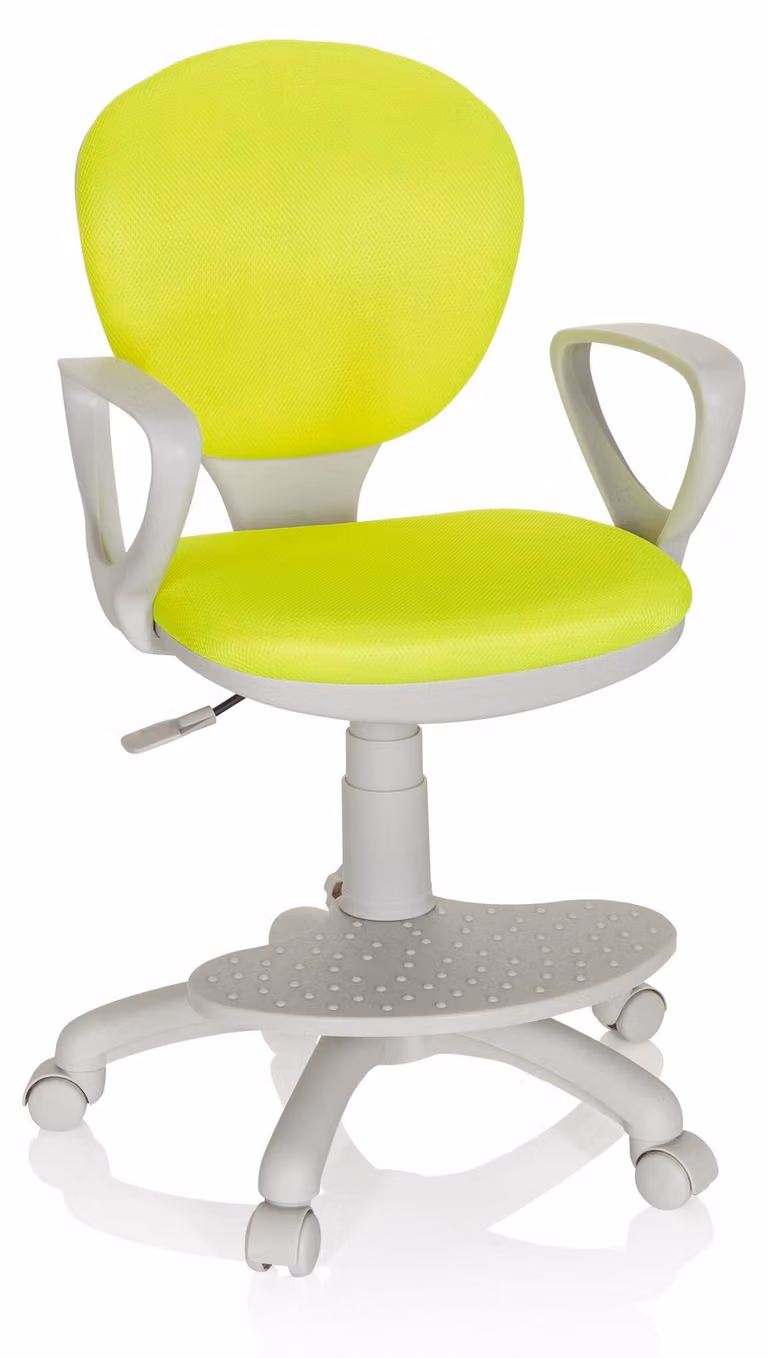 Sedia girevole per bambini Kid Colour G1, rivestita in tessuto verde/grigio, con altezza regolabile