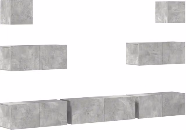 Set di Mobili Porta TV 7 pz | Armadietto TV | Mobile Porta TV Grigio Cemento in Legno Multistrato