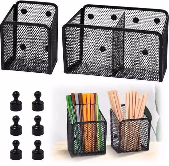 Contenitore magnetico, metallo, nero, organizer da ufficio
