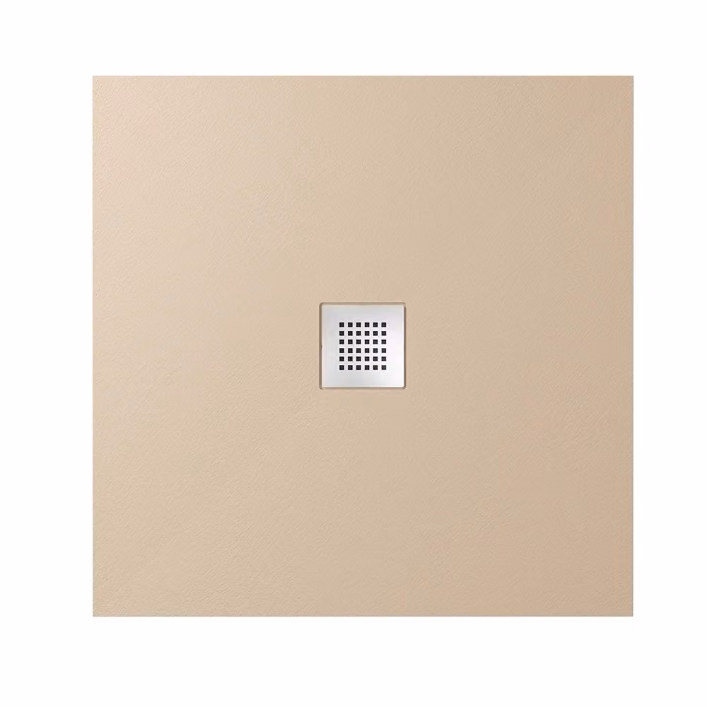 Piatto doccia quadrato Kos in marmoresina marrone effetto pietra, L: 80 cm, P: 80 cm – 2