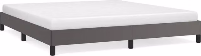 Letto matrimoniale moderno in similpelle grigia con doghe in legno L: 180 cm, P: 200 cm, H: 203 cm – 1
