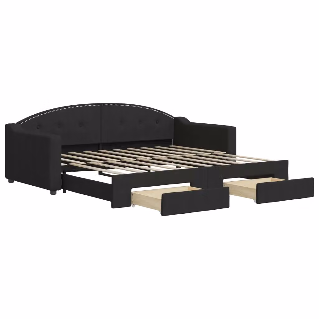 Divano Letto Estraibile vidaXL con Cassetto Nero in Tessuto per Soggiorno e Camera da Letto L/P: 90 x 190 cm – 2