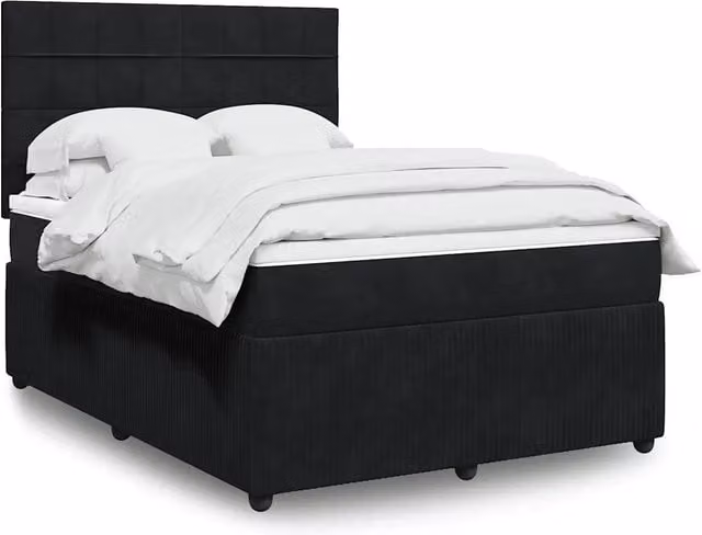 Letto Ibrido vidaXL con Materasso in Velluto Nero e Illuminazione Sotto il Letto, L/P: 160 x 200 cm – 1
