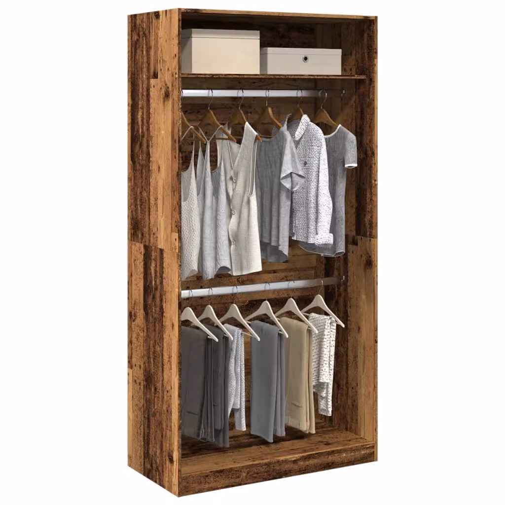 Armadio vidaXL in legno marrone con ante a battente e appendiabiti L/P/H: 100 x 50 x 200 cm – 1
