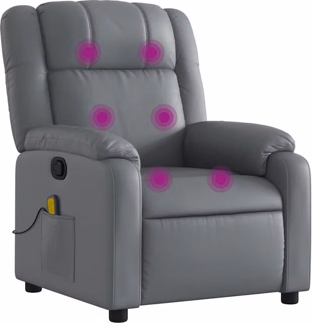 Poltrona Massaggiante | Sedia Relax Reclinabile Grigia in Similpelle