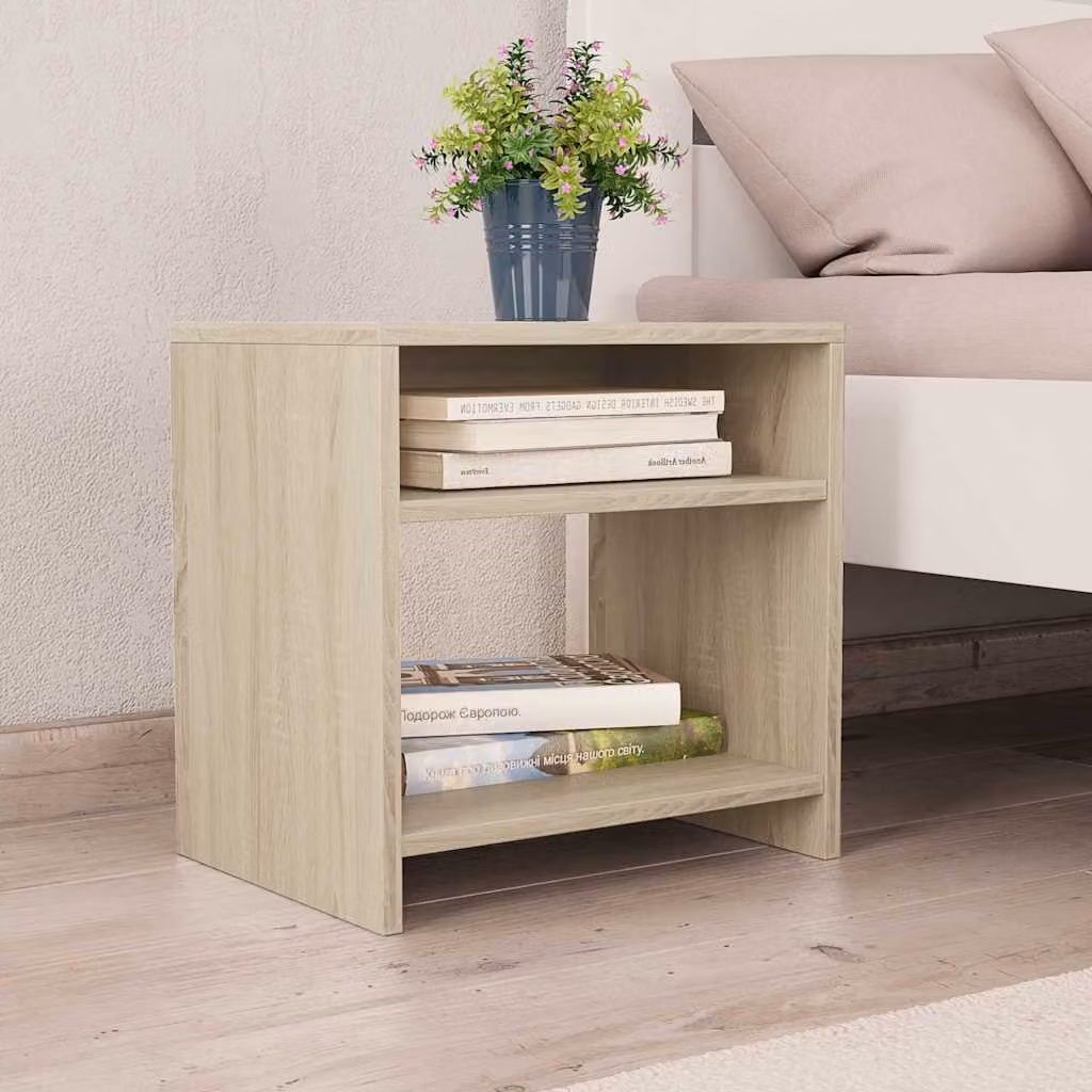 Comodino vidaXL in Legno Multistrato e MDF, Rovere Sonoma, L 40 cm x P 30 cm x H 40 cm