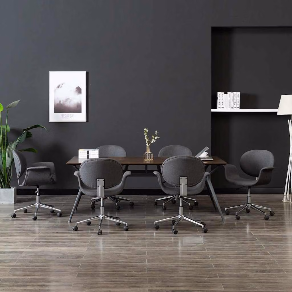 Set di 6 sedie da pranzo girevoli vidaXL in tessuto grigio con ruote e design moderno