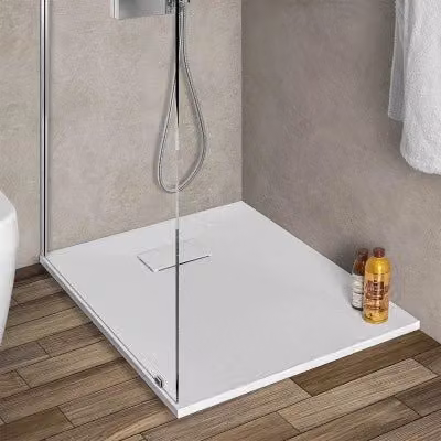 Piatto doccia rettangolare INBAGNO serie Agorà in resina bianco effetto pietra L: 100 cm, P: 70 cm