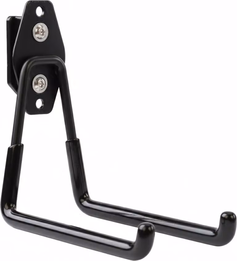 Gancio portautensili BOTLE per sistema di valigette Qbrick per utensili elettrici, "dritto" 13 cm, stabile con rivestimento in PVC, per garage, officina, capanno, doppio gancio, portata fino a 30 kg, nero