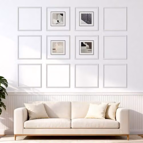 Kit di 12 modanature da parete VEVOR in polistirene bianco, pannelli decorativi impermeabili per interni, L/P: 50,8 x 50,8 cm