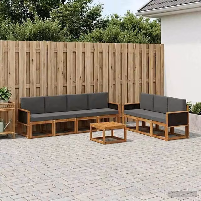 Set di divani da esterno 7 pz Naturale e Antracite 3385043
