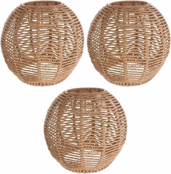 Lampada a sospensione classica in rattan - 14 x 15 cm - Complemento d'arredo per sala da pranzo e soggiorno - Lampadario in rovere