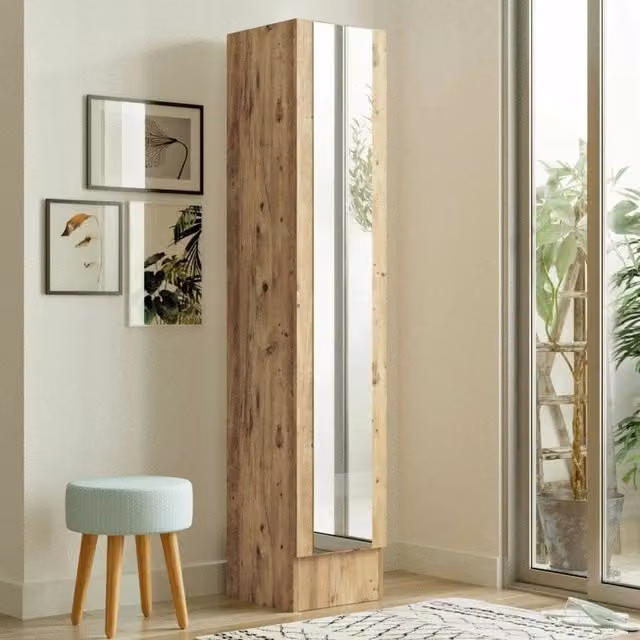 DMORA Jacques Mobile da Ingresso con Specchio, Marrone Quercia, L/P/H: 36 x 36 x 180 cm