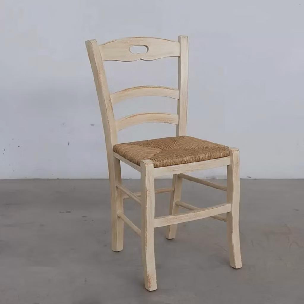 Set di 2 sedie shabby chic in legno di faggio laccato avorio anticato Mobili 2G L/P/H: 43 x 46 x 89 cm – 2