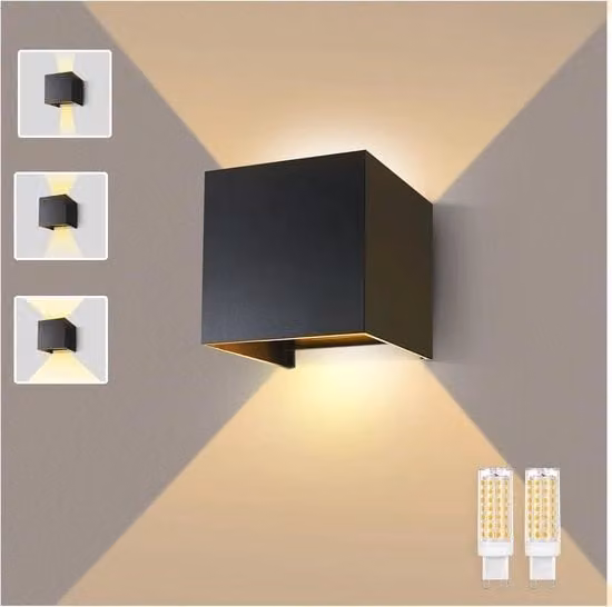 Lampada da Parete LED Moderna Regolabile Up/Down in Metallo e Vetro per Interno ed Esterno, Bianco Caldo 3000K