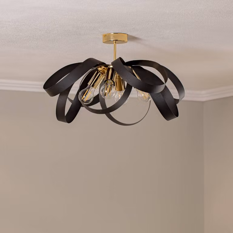 Plafoniera soffitto Petla Domiluce, dimmerabile, Nero, Soggiorno / Sala da pranzo, Metallo, Moderno, Plafoniera