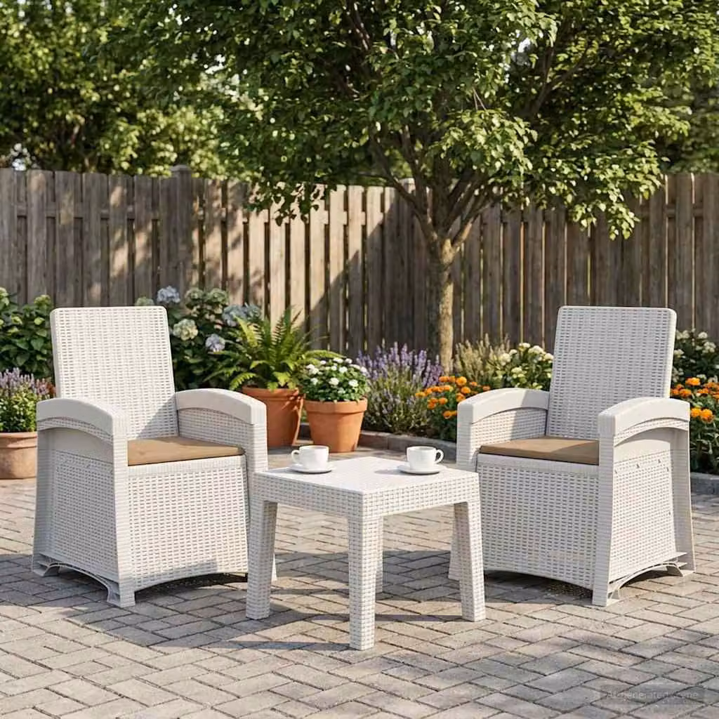 Set di 2 sedie da giardino reclinabili vidaXL in effetto rattan beige con cuscini e braccioli