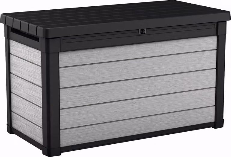 Baule Cassapanca da Esterno 122,9x62,1x70,6 cm in Resina Effetto Legno Keter Denali Grigio