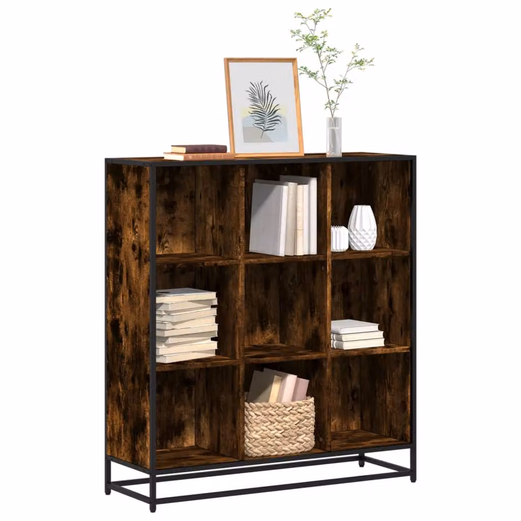 Libreria industrial vidaXL in legno e metallo color marrone, L 97,5 x P 33 x H 107,5 cm