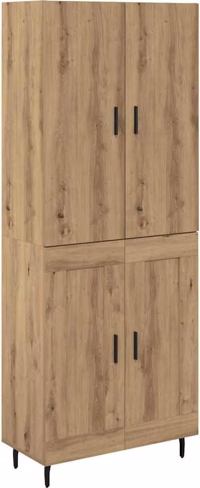 Credenza 2 pcs Rovere artigianale Legno Stratificato e Vetro