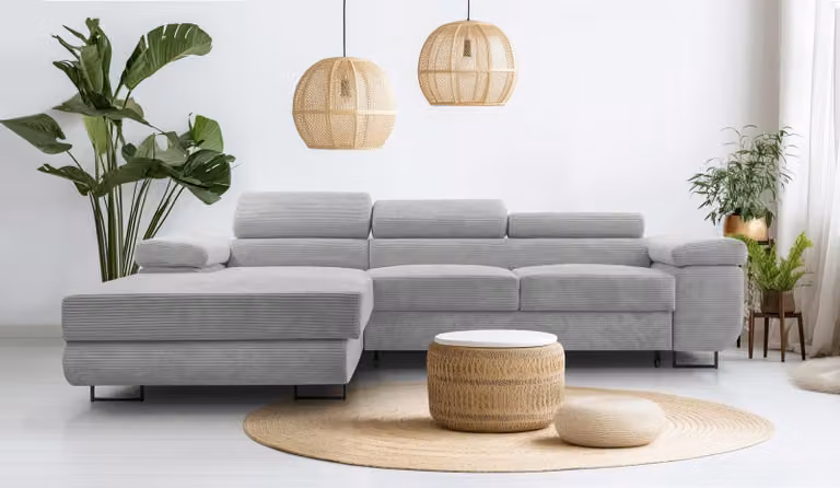 AX LIVING Divano a L in corda grigio chiaro - Arborio L Zona giorno 280cm
