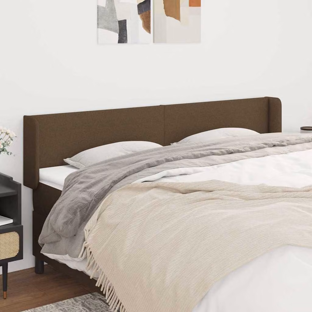 Testiera ad orecchio vidaXL in tessuto marrone scuro L: 163 cm, P: 16 cm, H: 78-88 cm