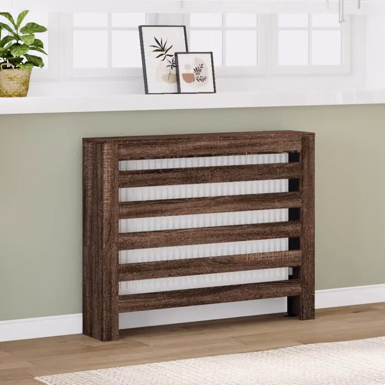 Copertura Termosifone vidaXL in Multrato Rovere Marrone L: 104 cm, P: 20 cm, H: 82 cm