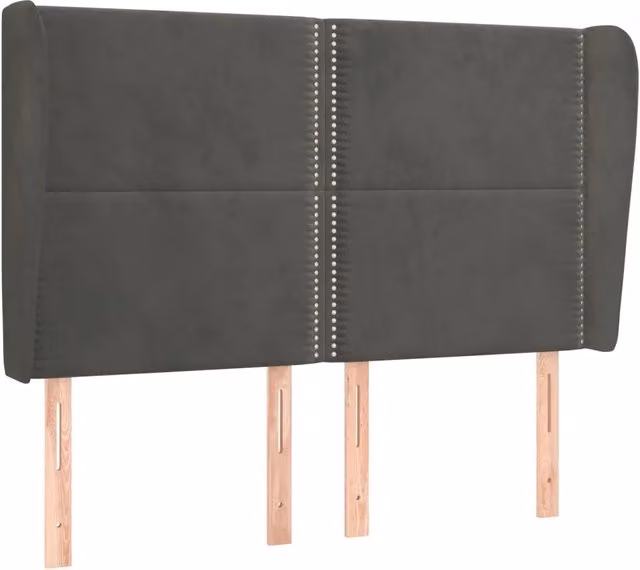 Testiera ad orecchio in velluto grigio scuro L: 147 cm, P: 23 cm, H: 118/128 cm