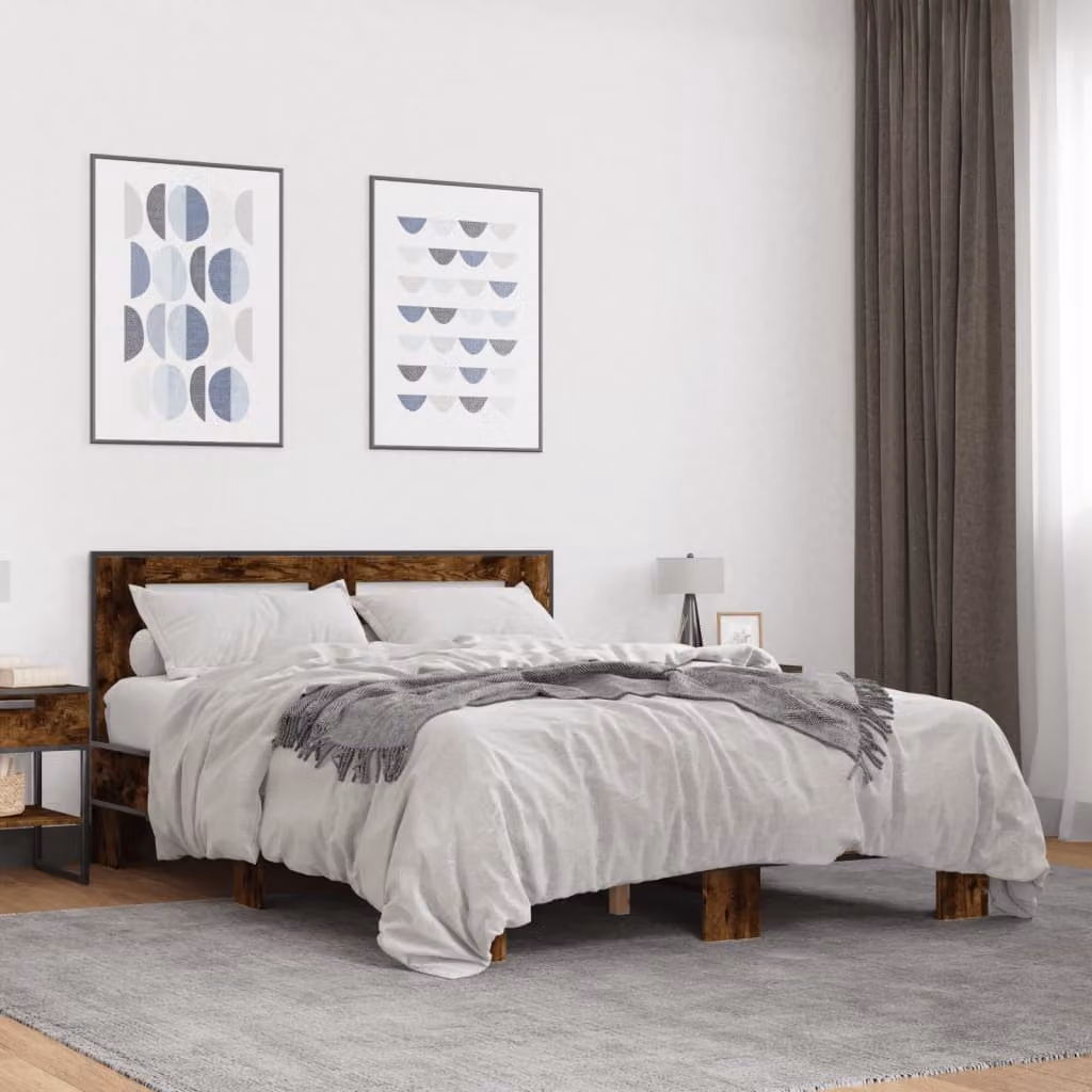 Giroletto vidaXL in Rovere Fumo e Metallo, L: 138 cm, P: 193 cm