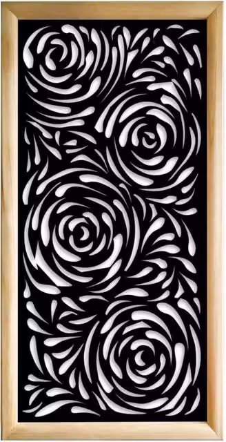 TYPHOON Moduli Decorativi a Parete in Legno e PVC, Design Moderno Floreale, Colore Nero, L: 73 cm, H: 148 cm