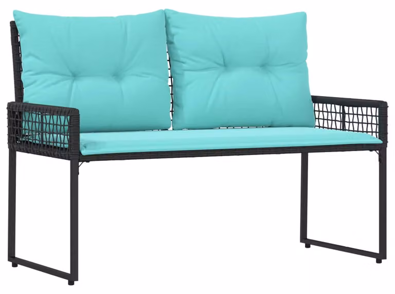 Panchina da esterno Nero e Turchese 118 x 55 x 82 cm