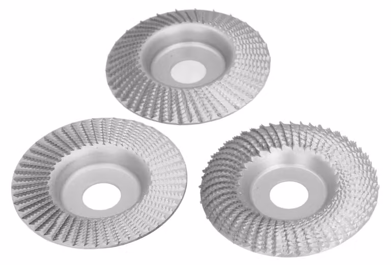 Set di 3 dischi da taglio da 100 mm con arco leggermente smussato e adatti a smerigliatrici angolari, ideali per la modellatura e la levigatura del legno, con diametro interno di 22 mm, colore argento