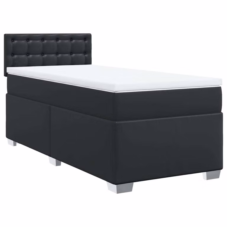 Giroletto a Molle con Materasso Nero 100x200 cm in Pelle finta
