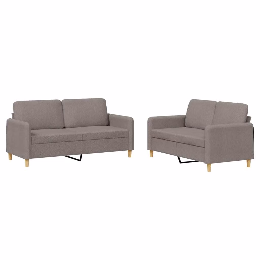 Set di Divani 2 pz con Cuscini Tortora in Tessuto