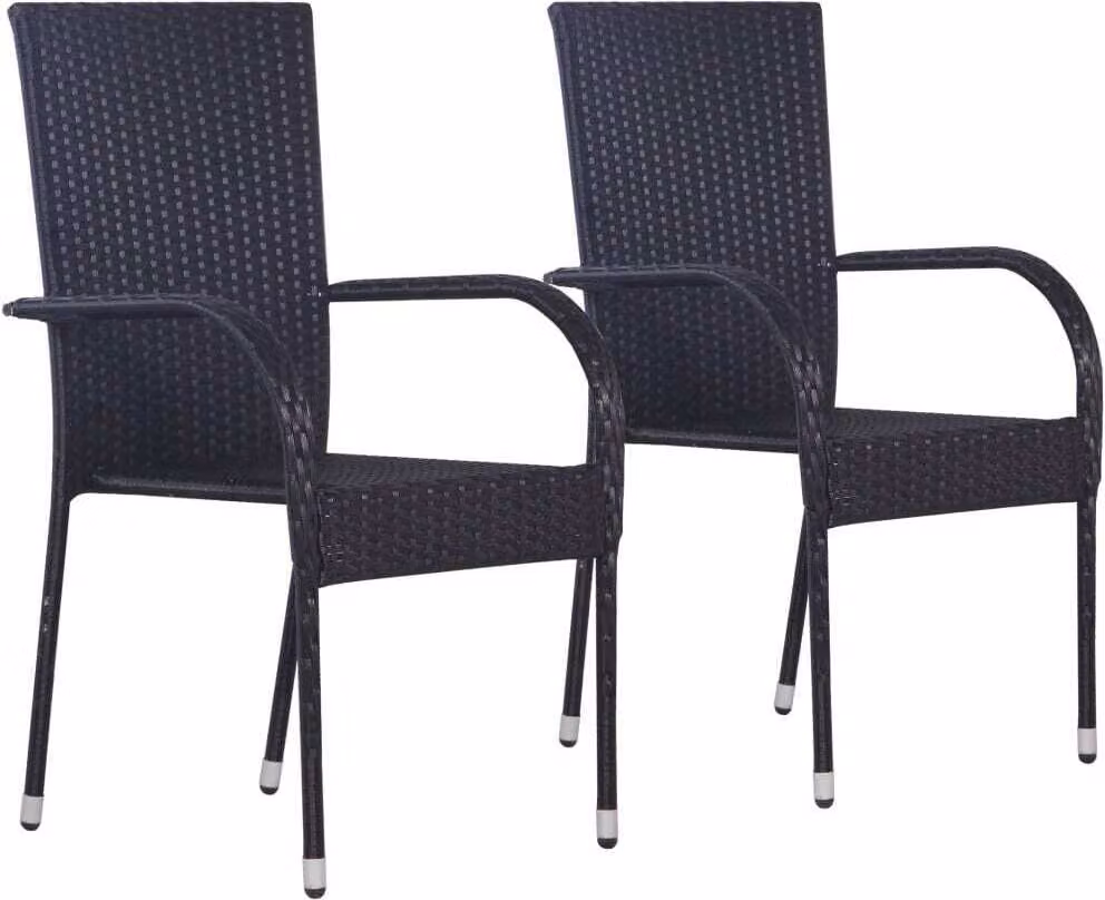 Set Mobili da Pranzo per Giardino 3 pz Polyrattan Nero