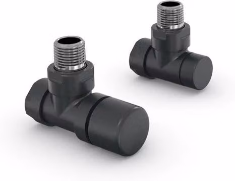 Valvola e detentore a squadra Zehnder Design Line 1/2 colore nero