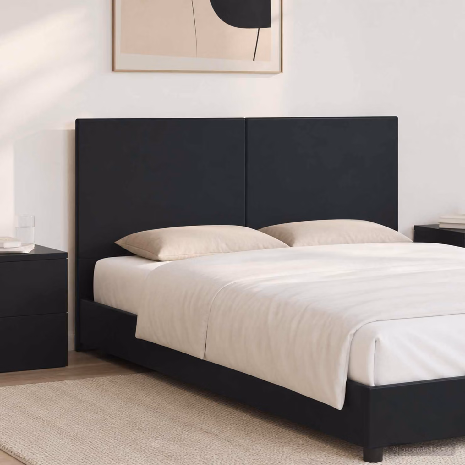 Testiera da muro vidaXL BREDA moderna in legno ingegnerizzato nero con ripiano integrato