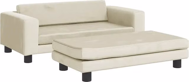 Lettino per Cani con Estensione Crema 100x50x30 cm in Velluto CFW6972689