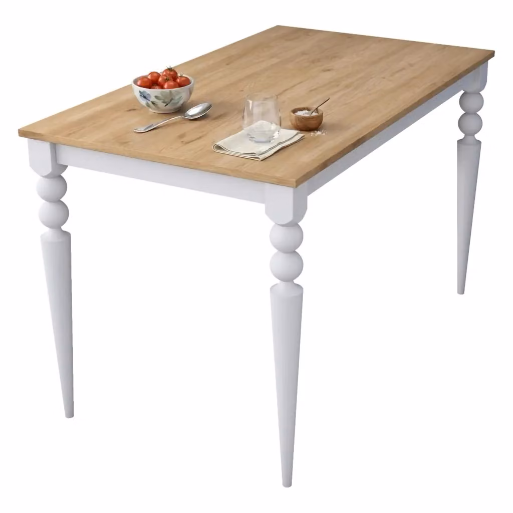 Tavolo fisso Cingoli DMORA per 6 persone, rettangolare, Bianco e Rovere, L: 120 cm, P: 70 cm, H: 74 cm – 2