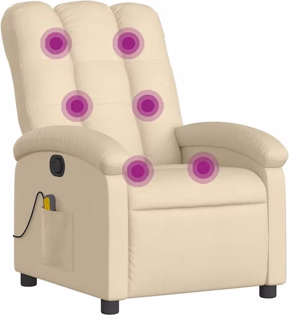 Poltrona Massaggiante | Sedia Relax Reclinabile Crema in Tessuto