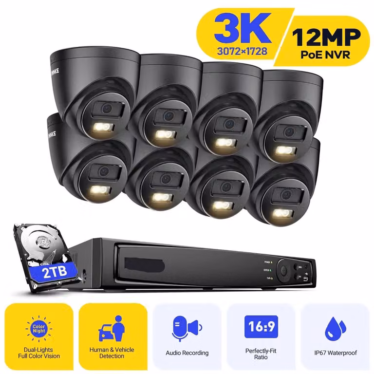 Telecamera di sicurezza - Sistema di videosorveglianza - Sistema di telecamere di sicurezza - 8 canali - Sistema di videosorveglianza 4K