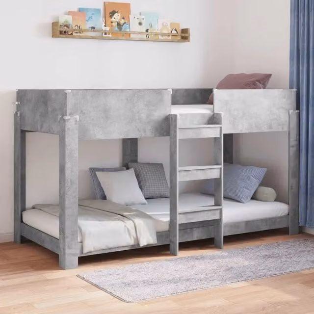 Letto a Castello per Bambini Grigio cemento 90 x 190 cm 3410534