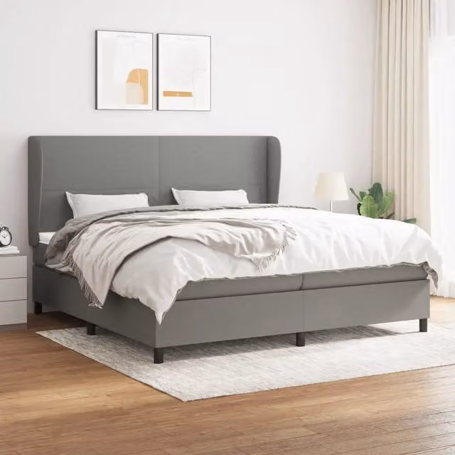 Letto Ibrido vidaXL con Materasso a Molle e Struttura in Legno di Larice, Grigio e Bianco, L/P/H: 203 x 203 x 128 cm – 1