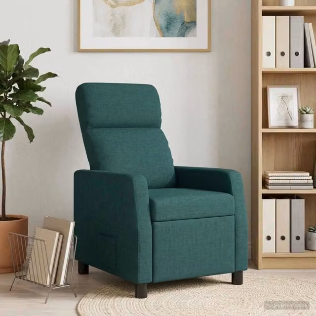 Poltrona reclinabile relax in tessuto verde con braccioli e struttura moderna per soggiorno o ufficio – 1